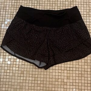 Black Patterned Athletic Shorts
